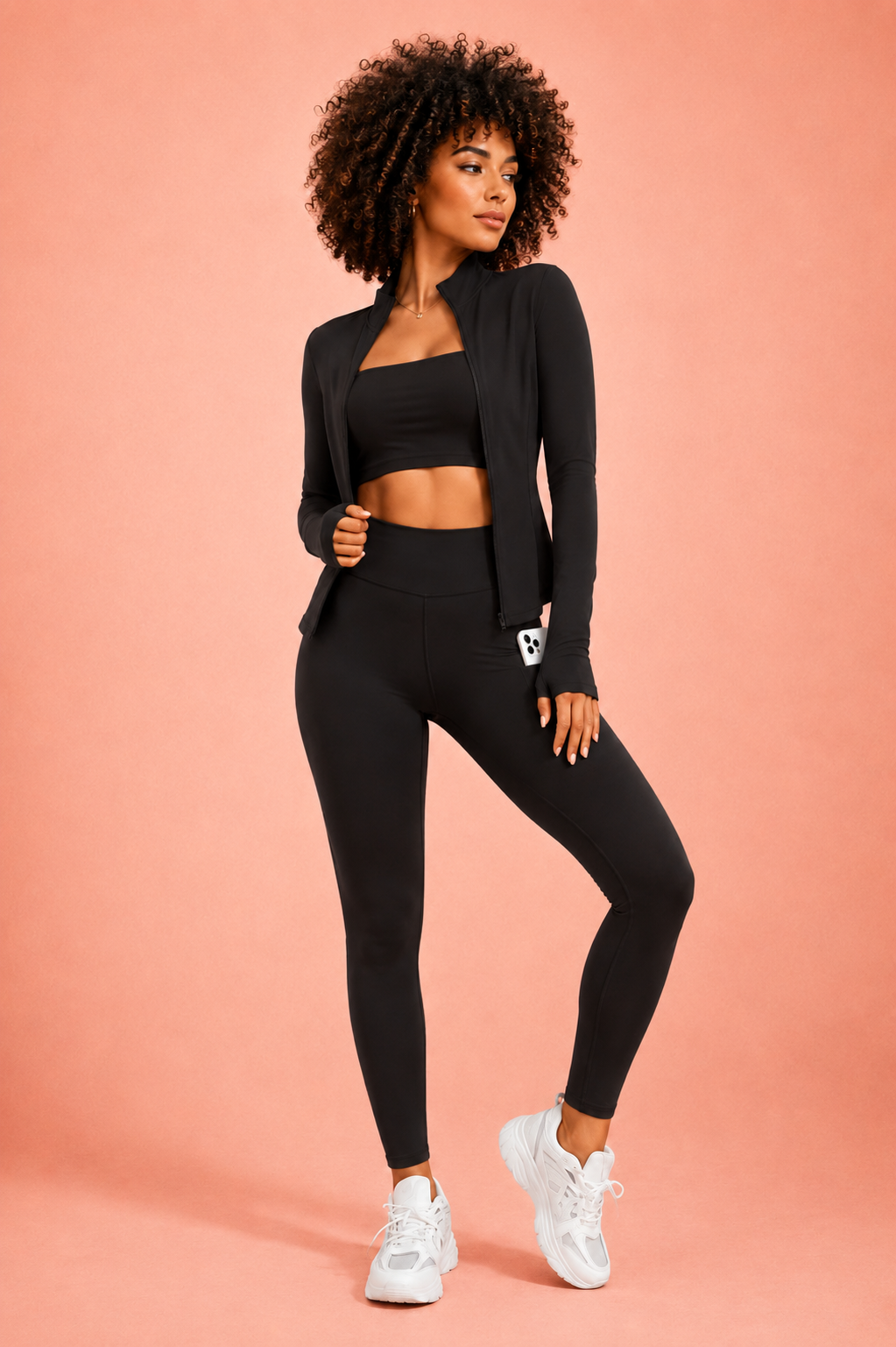 Zip-Up Jacket & High-Waisted Leggings Set