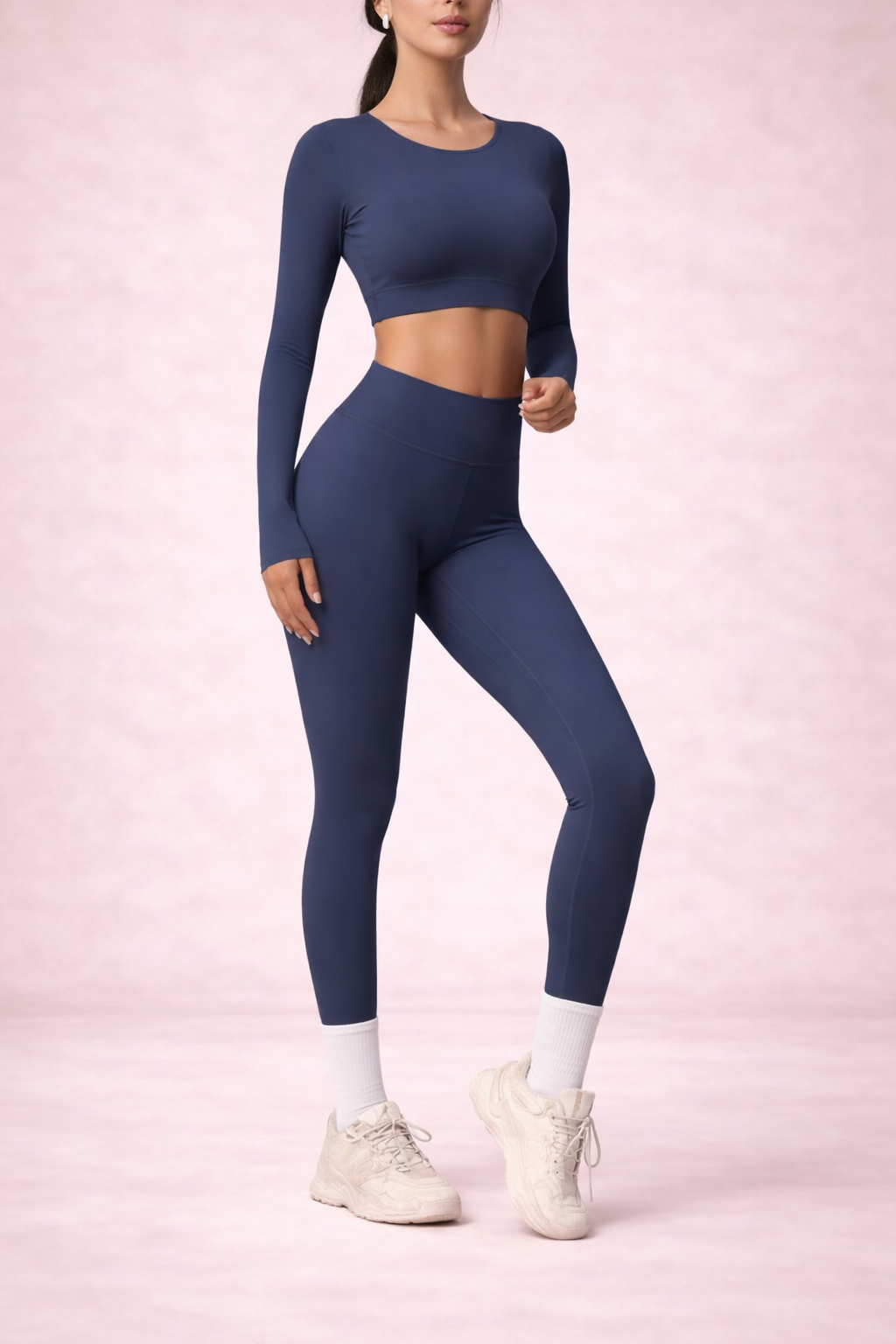 Seamless Long Sleeve Crop Top & High-Waisted Leggings Set