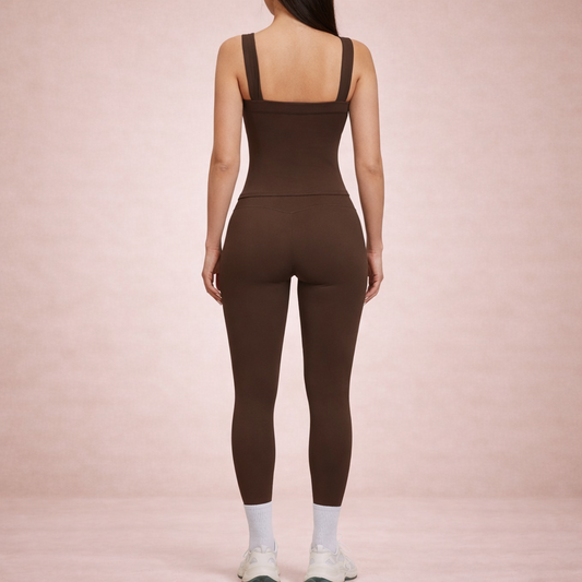 SculptFit 2-Piece Set – Square Neck Top & High-Waist Leggings