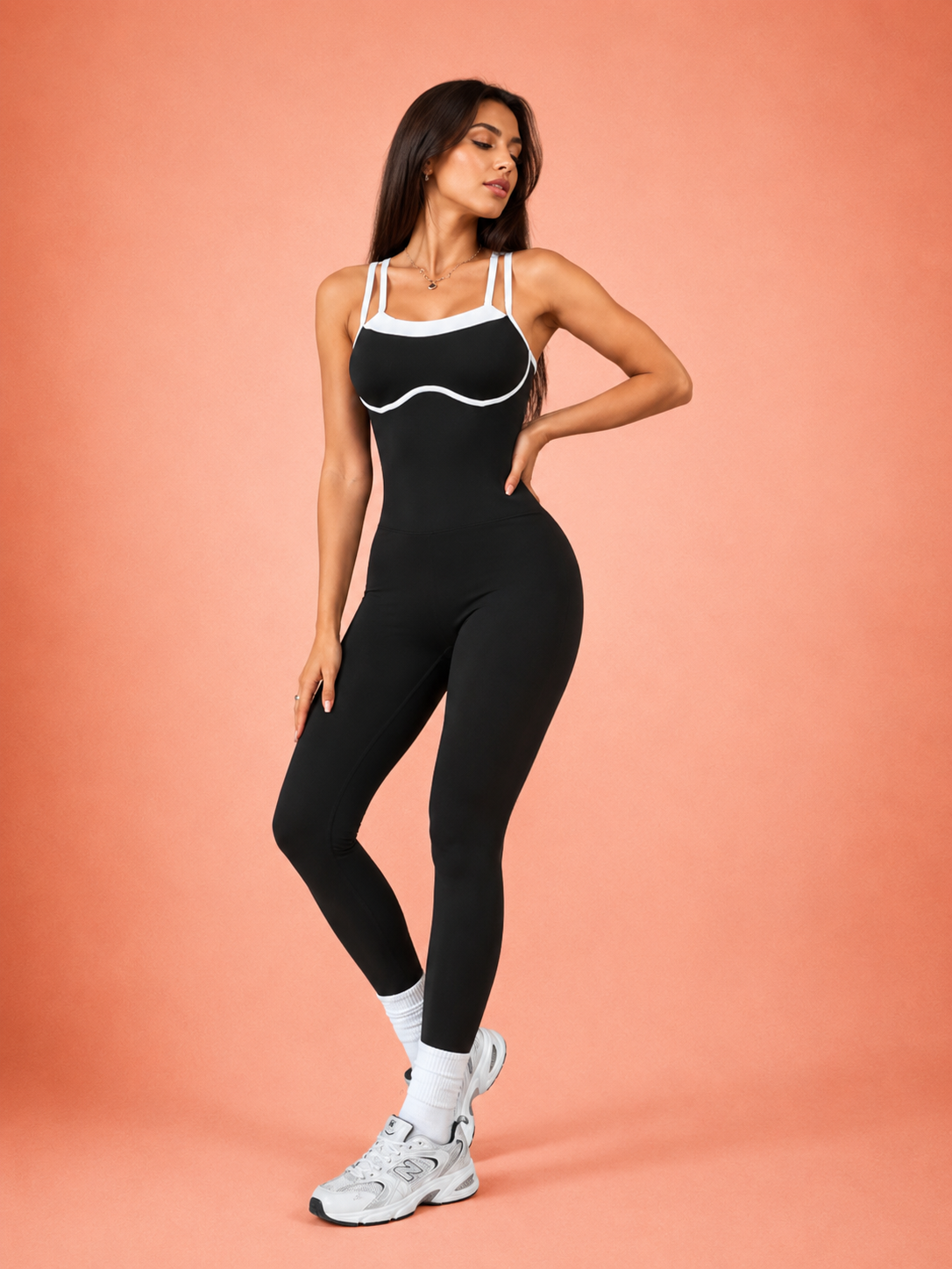 Contrast Trim Active Jumpsuit