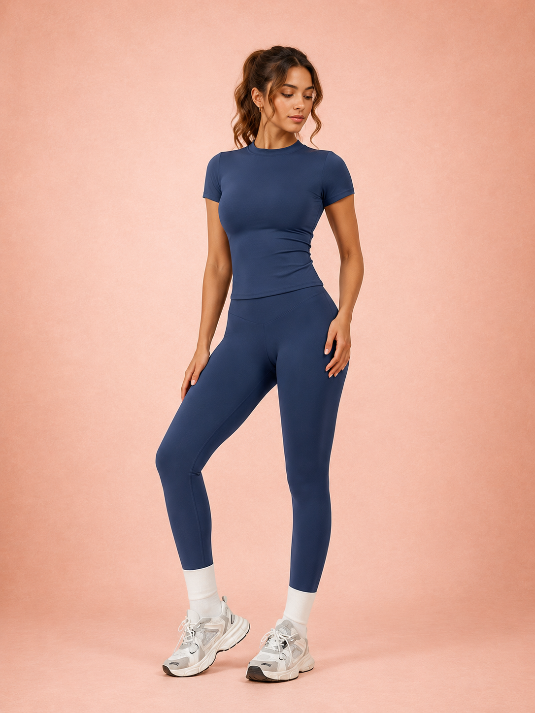 Activewear Set with Crew Neck Top