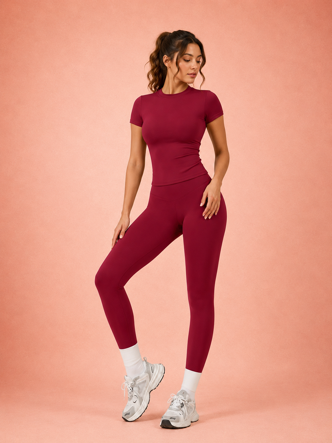 Activewear Set with Crew Neck Top