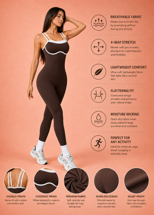 Contrast Trim Active Jumpsuit