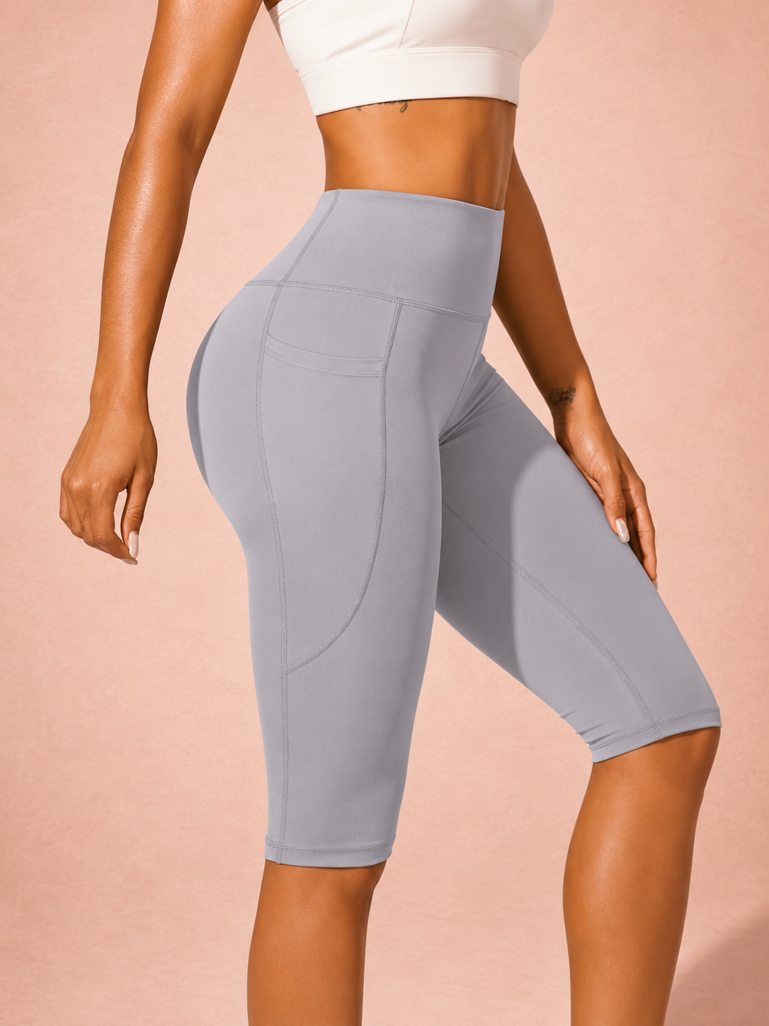 High-Waist Capri Leggings with Side Pocket