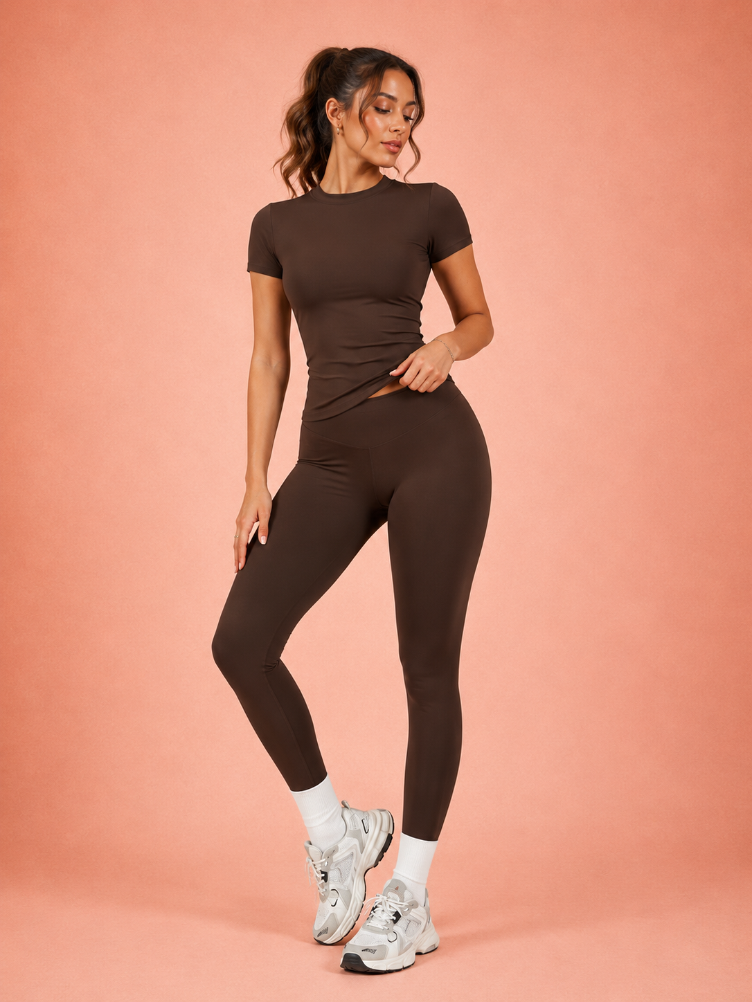 Activewear Set with Crew Neck Top