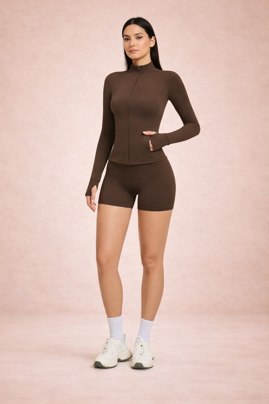Zip-Up Jacket & Biker Shorts Set