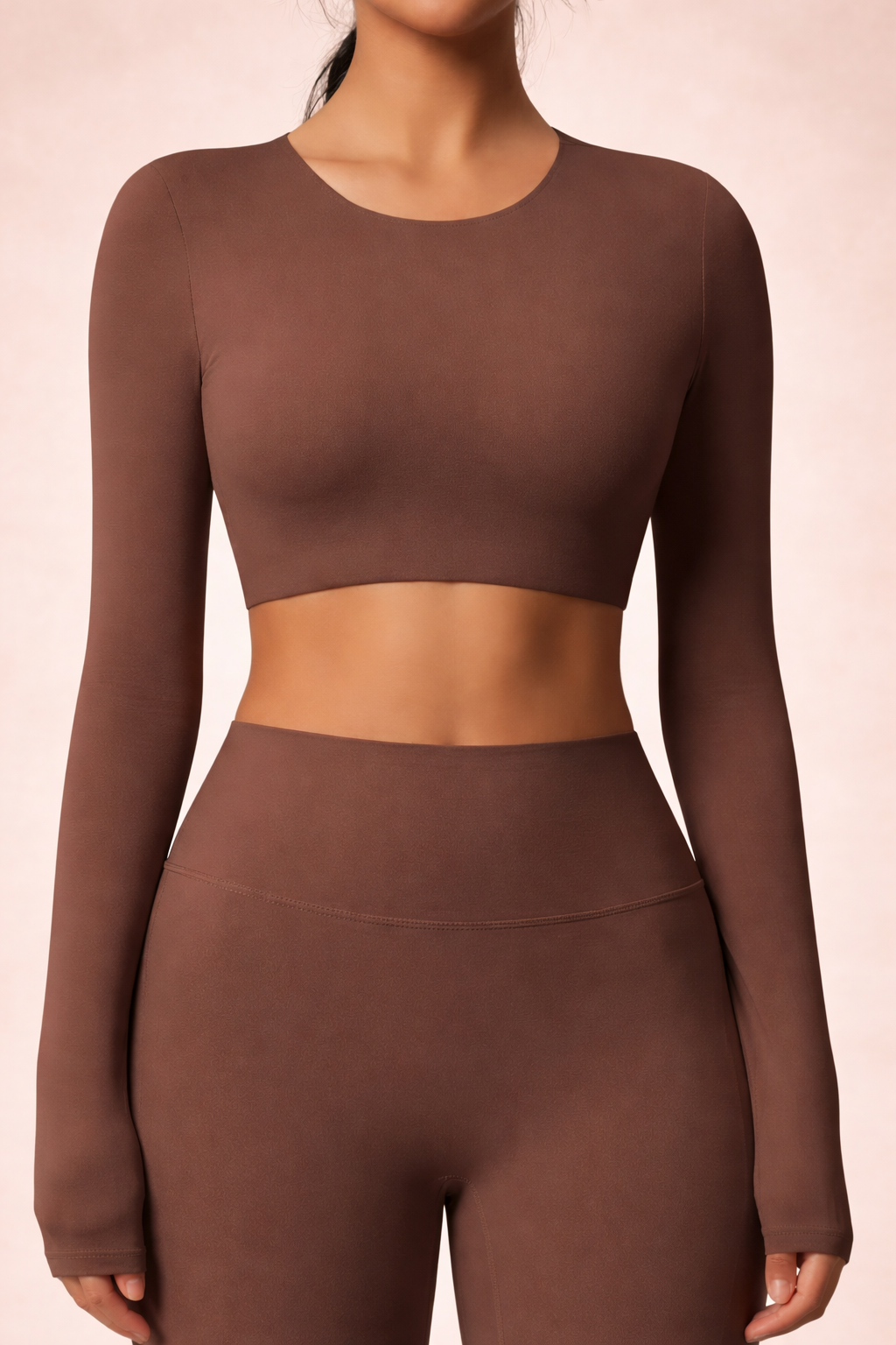 Seamless Long Sleeve Crop Top & High-Waisted Leggings Set