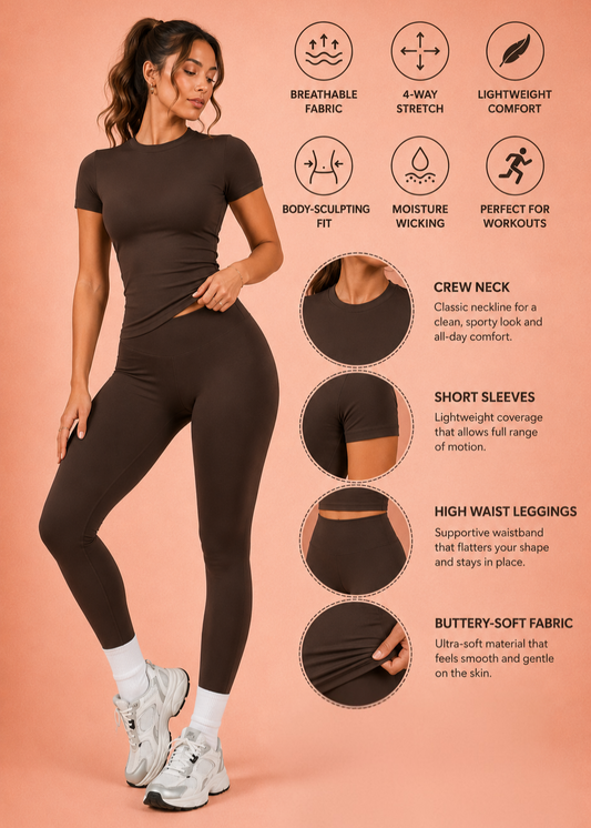 Activewear Set with Crew Neck Top