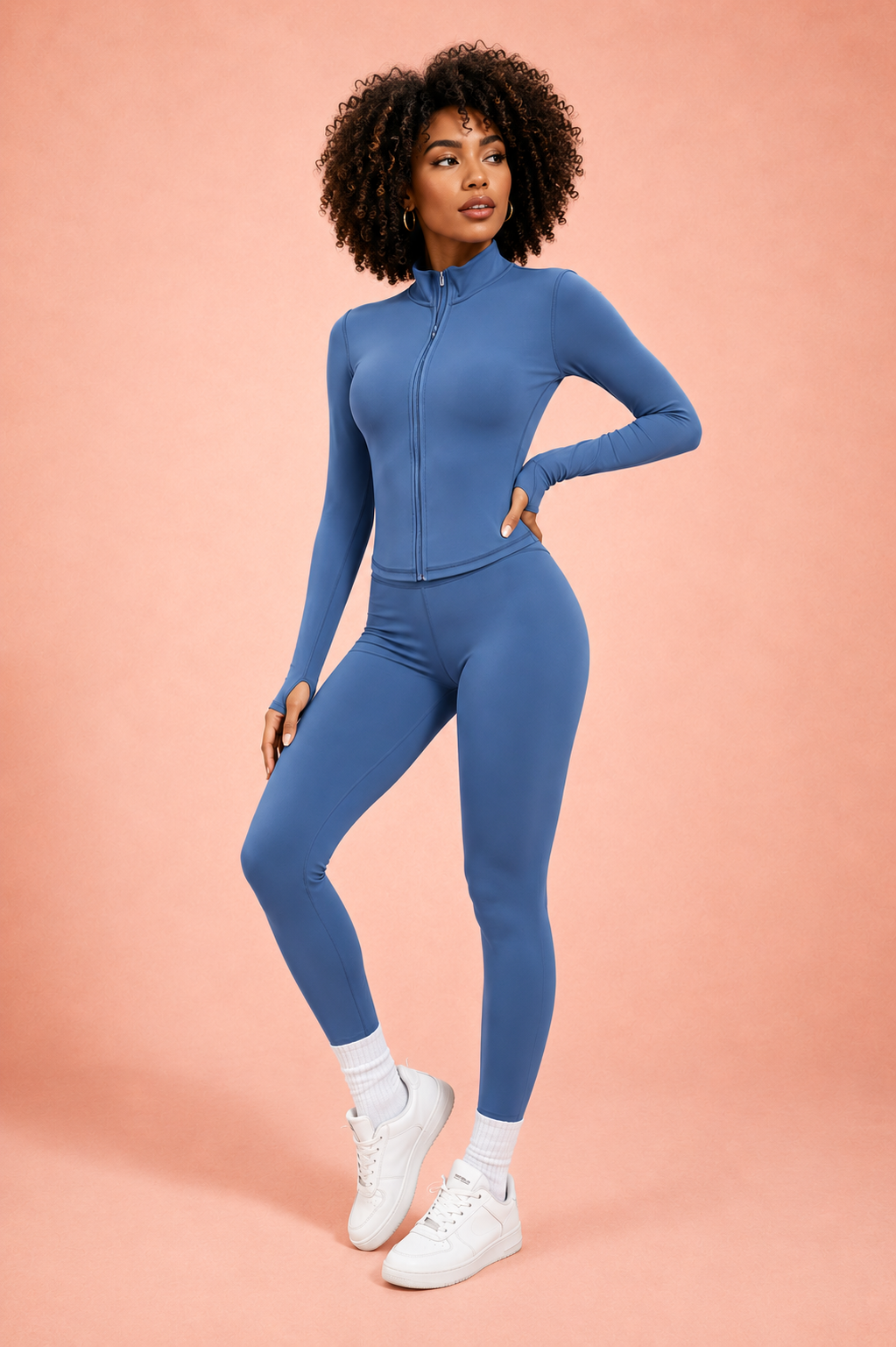 Zip-Up Jacket & High-Waisted Leggings Set