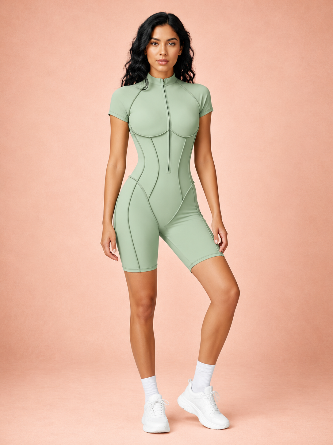 Contour Zip Front Active Romper