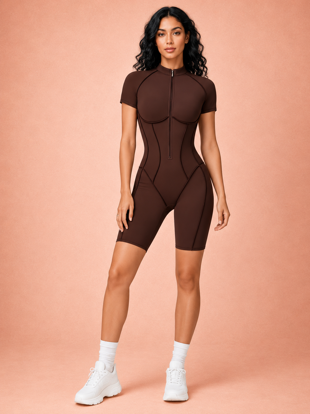 Contour Zip Front Active Romper