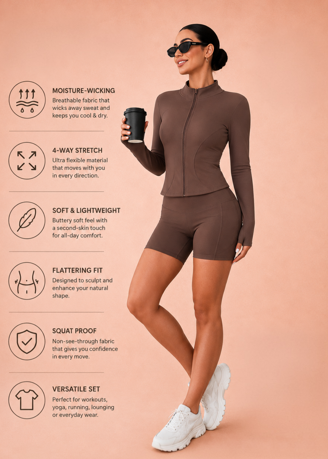 Zip-Up Jacket & Biker Shorts Set