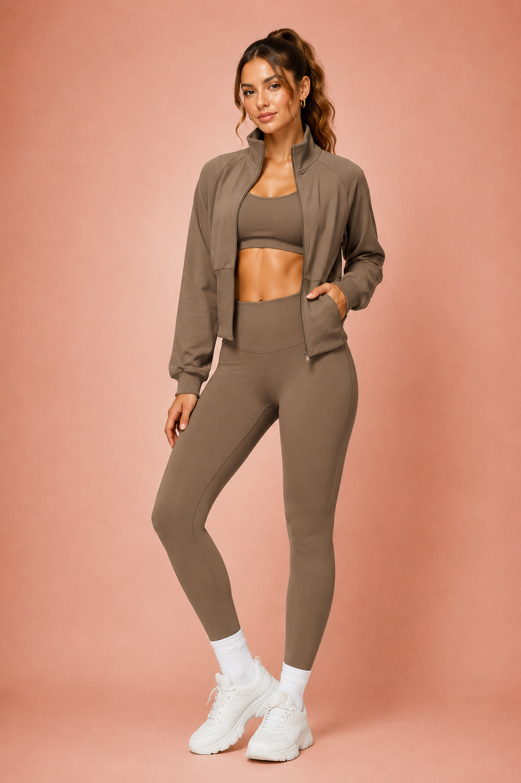 SculptFit 3-Piece Active Set – Beauty Back Sports Bra, Sculpt Leggings & Zip Jacket