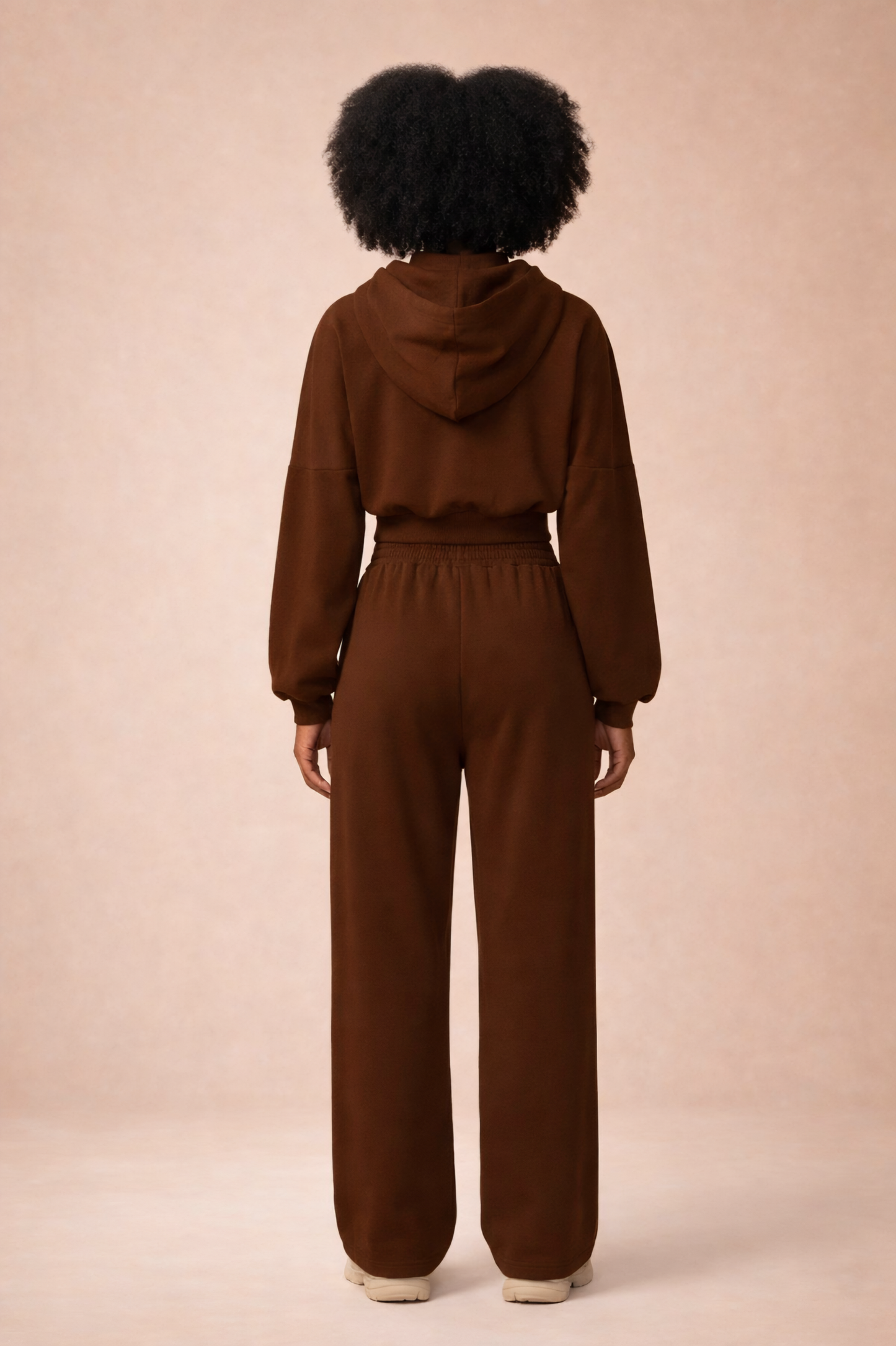 Women’s Cropped Hoodie & High-Waist Sweatpants Set – Cozy Autumn Lounge Tracksuit