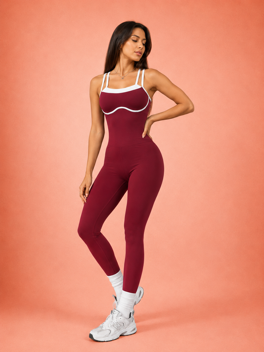 Contrast Trim Active Jumpsuit