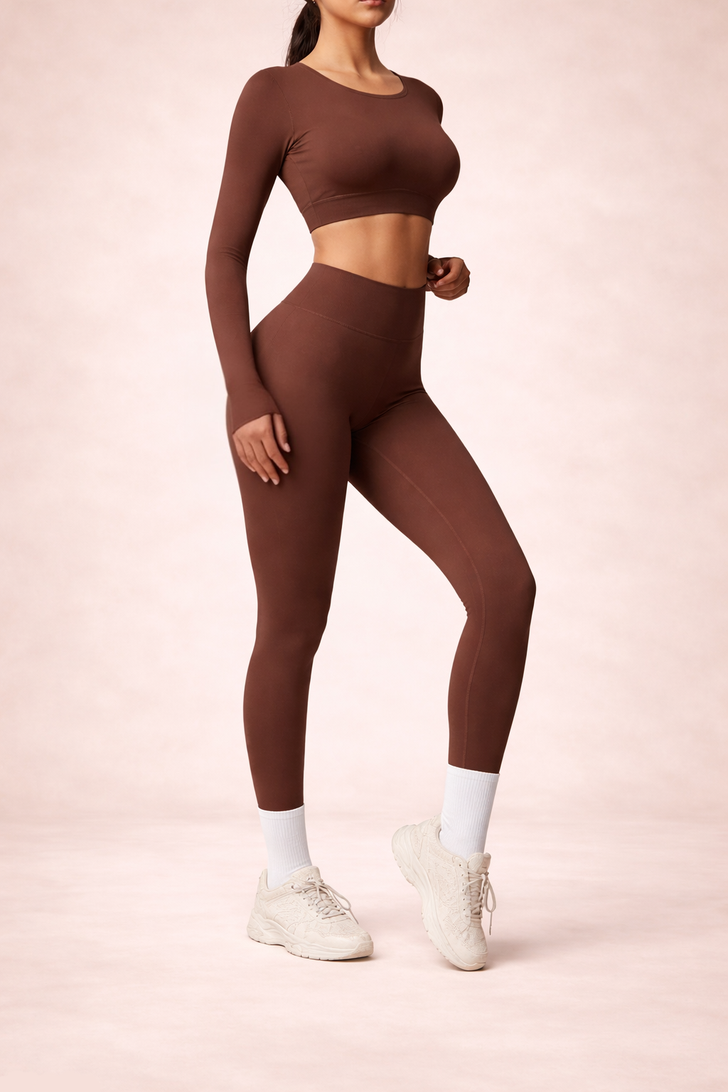 Seamless Long Sleeve Crop Top & High-Waisted Leggings Set
