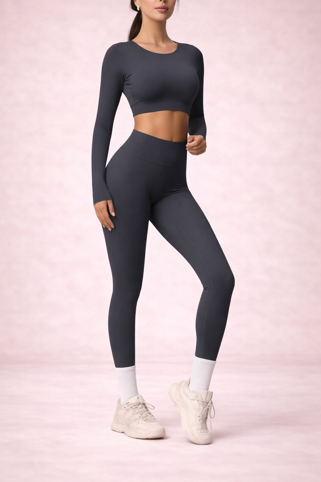 Seamless Long Sleeve Crop Top & High-Waisted Leggings Set