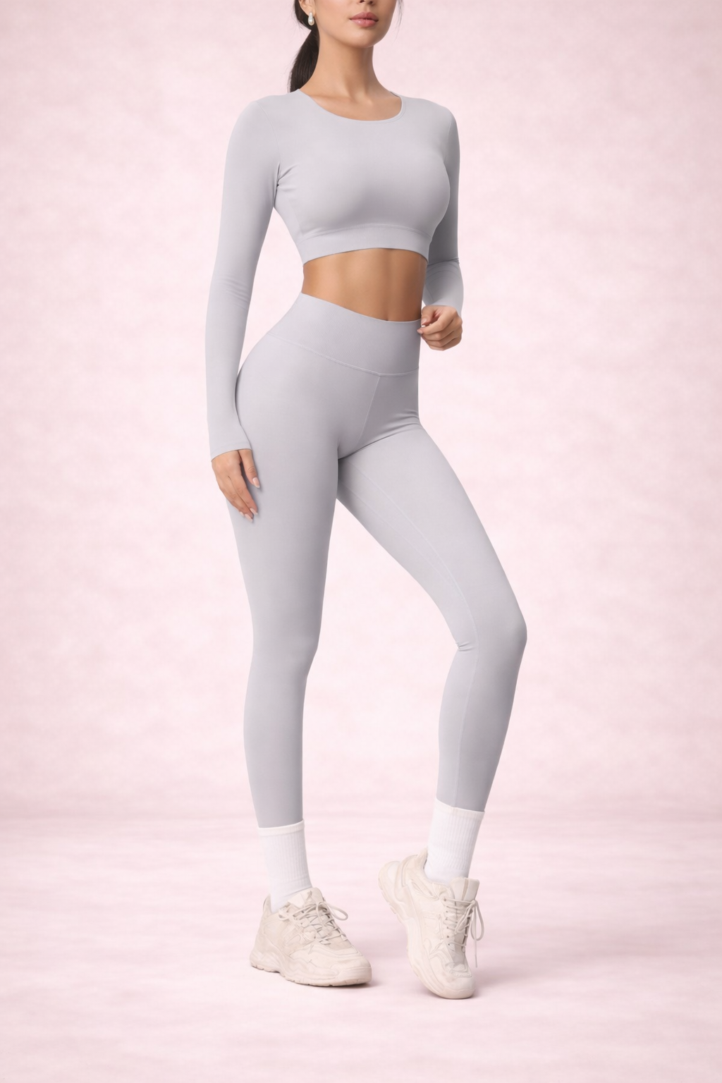 Seamless Long Sleeve Crop Top & High-Waisted Leggings Set