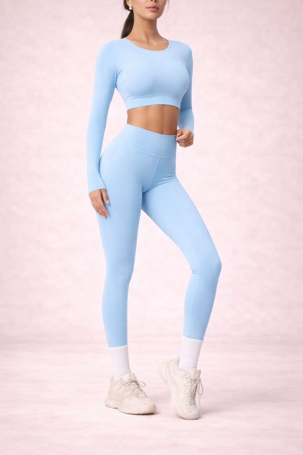 Seamless Long Sleeve Crop Top & High-Waisted Leggings Set