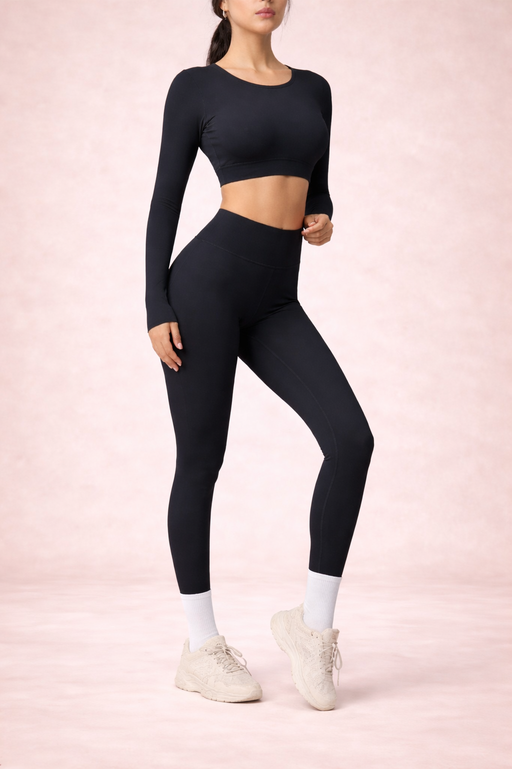 Seamless Long Sleeve Crop Top & High-Waisted Leggings Set